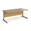 Dams Contract 25 800mm deep straight oak desk with cantilever legs, showcasing smooth wood surface and sturdy metal frame