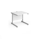 White Dams Contract 25 800mm deep straight desk with cantilever legs, showcasing a modern office workspace with clean lines.