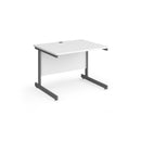 Dams Contract 25 white straight desk with 800mm depth and cantilever legs, showing a sleek, modern office workspace.