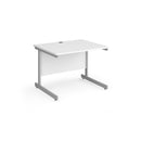 White Dams Contract 25 800mm deep straight desk with cantilever legs, showcasing a sleek and modern office workspace.