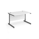 White Dams Contract 25 800mm deep straight desk with cantilever legs, showcasing a modern office workspace.