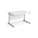 White Dams Contract 25 800mm deep straight desk with cantilever legs, featuring a clean, modern office workspace design.