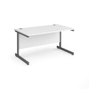 White Dams Contract 25 800mm deep straight desk with cantilever legs, showcasing a sleek, modern office workspace.