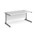 Dams Contract 25 white 800mm deep straight desk with cantilever legs, showing a clean, modern office workspace setup