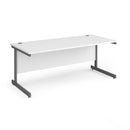 White Dams Contract 25 800mm deep straight desk with cantilever legs, showing its clean modern design and sturdy structure.