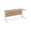 Dams Maestro 25 600mm deep straight desk with cantilever legs in beech finish, featuring a modern office workspace setup.