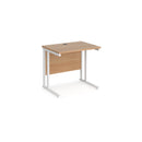 Beech Maestro 25 600mm deep straight desk with cantilever leg by Dams, featuring a clean, modern office workspace design.