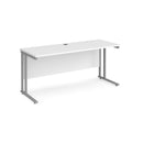 White Dams Maestro 25 600mm deep straight desk with cantilever legs, featuring a sleek modern design and sturdy construction.