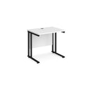 Dams Maestro 25 600mm deep white straight desk with cantilever legs, featuring a sleek modern design and sturdy construction.