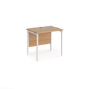 Dams Maestro 25 600mm deep straight desk with H-frame legs in beech wood finish, showcasing its clean, modern workspace design.