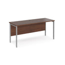 Dams Maestro 25 600mm deep walnut straight desk with H-frame legs, 1600mm length, silver finish on H-frame.