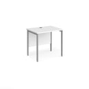 Dams Maestro 25 white 600mm deep straight desk with H-frame leg, featuring a sleek modern design and sturdy construction.