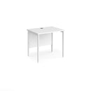 Dams Maestro 25 white 600mm deep straight desk with H-frame legs, sturdy office furniture for workspace setup