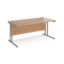 Dams Maestro 25 800mm deep straight desk with cantilever legs in beech finish, showing the sleek desktop and sturdy silver legs.