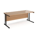 Dams Maestro 25 800mm deep straight desk with cantilever legs in beech finish, 1800mm length, black frame, modern office furniture