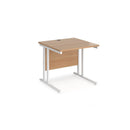 Dams Maestro 25 800mm deep straight desk with cantilever legs in beech finish, showing clean design and sturdy construction.