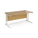 Dams Maestro 25 800mm deep straight desk with cantilever legs in oak finish, showcasing a modern office workspace.