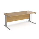 Dams Maestro 25 800mm deep oak straight desk with silver cantilever legs, 1800mm length, modern office furniture
