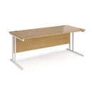 Dams Maestro 25 800mm deep oak straight desk with cantilever legs, featuring a sleek modern design and spacious workspace.