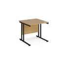 Dams Maestro 25 800mm deep straight desk with oak finish and cantilever legs, showcasing a sleek, modern office workspace design.