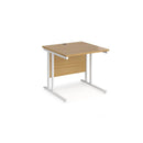 Dams Maestro 25 800mm deep oak straight desk with cantilever legs, featuring a clean, modern office workspace design