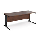 Dams Maestro 25 800mm deep walnut straight desk with cantilever leg, showing sleek black surface and sturdy design
