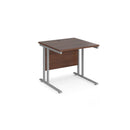 Dams Maestro 25 800mm deep straight desk with cantilever legs in walnut finish, showcasing sleek modern office furniture.