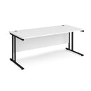White Dams Maestro 25 800mm deep straight desk with cantilever leg, showcasing a sleek, modern office workspace.
