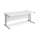 White Dams Maestro 25 800mm deep straight desk with cantilever legs, 1800mm long, modern office furniture.