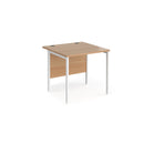 Dams Maestro 25 800mm deep straight desk with H-frame legs in beech finish, showcasing the clean, modern design and sturdy construction.