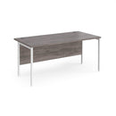 Dams Maestro 25 800mm deep straight desk with H-frame legs in grey oak finish, showing the sleek modern design and sturdy construction.