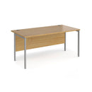 Dams Maestro 25 oak straight desk with 800mm depth and H-frame legs, featuring a sleek silver finish and modern design.