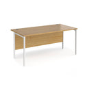 Dams Maestro 25 800mm deep oak straight desk with H-frame legs, 1600mm white tabletop, modern office furniture
