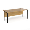Dams Maestro 25 800mm deep oak straight desk with black H-frame legs, 1800mm length, modern office furniture design