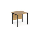 Dams Maestro 25 800mm deep oak straight desk with H-frame legs, black finish, and spacious work surface.