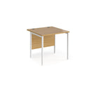 Dams Maestro 25 800mm deep straight desk with H-frame legs in oak finish, showcasing a modern office workspace.