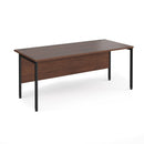 Dams Maestro 25 800mm deep walnut straight desk with H-frame legs, 1800mm length, black finish visible in the image