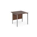 Dams Maestro 25 800mm deep straight desk with walnut finish and H-frame legs, 800mm width, modern office furniture.