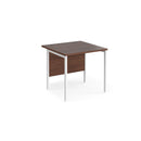 Dams Maestro 25 walnut 800mm deep straight desk with H-frame legs, showcasing sturdy wood surface and clean design.