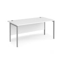 Dams Maestro 25 white 800mm deep straight desk with H-frame legs, showcasing a sleek, modern office workspace.