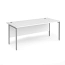 White Maestro 25 800mm deep straight desk with H-frame legs by Dams, shown with a silver finish.