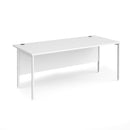 White Maestro 25 800mm deep straight desk with H-frame legs by Dams, shown with a clean, modern design and sturdy construction.