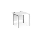 Dams Maestro 25 800mm deep white straight desk with H-frame legs, featuring a sleek design and sturdy construction.