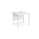White Dams Maestro 25 800mm deep straight desk with H-frame legs, showing the clean, modern office workspace design.