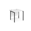 White Dams Maestro 25 800mm deep straight desk with H-frame legs, versatile office workspace with clean design.