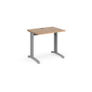 Dams TR10 600mm deep straight desk in beech wood finish, with a smooth tabletop and sturdy metal legs for office use.