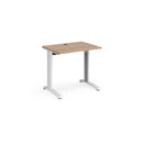 Dams TR10 600mm deep straight desk in beech wood finish, featuring a sleek modern design and sturdy construction.