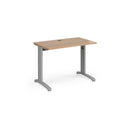 Dams TR10 600mm deep straight desk in beech wood with a sleek, modern design and smooth surface.