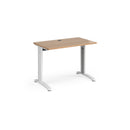 Dams TR10 600mm deep straight desk in beech wood finish with a sleek, modern design and sturdy straight legs.