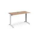 Dams TR10 600mm deep straight desk in beech wood finish, showing the spacious work surface and sleek design.